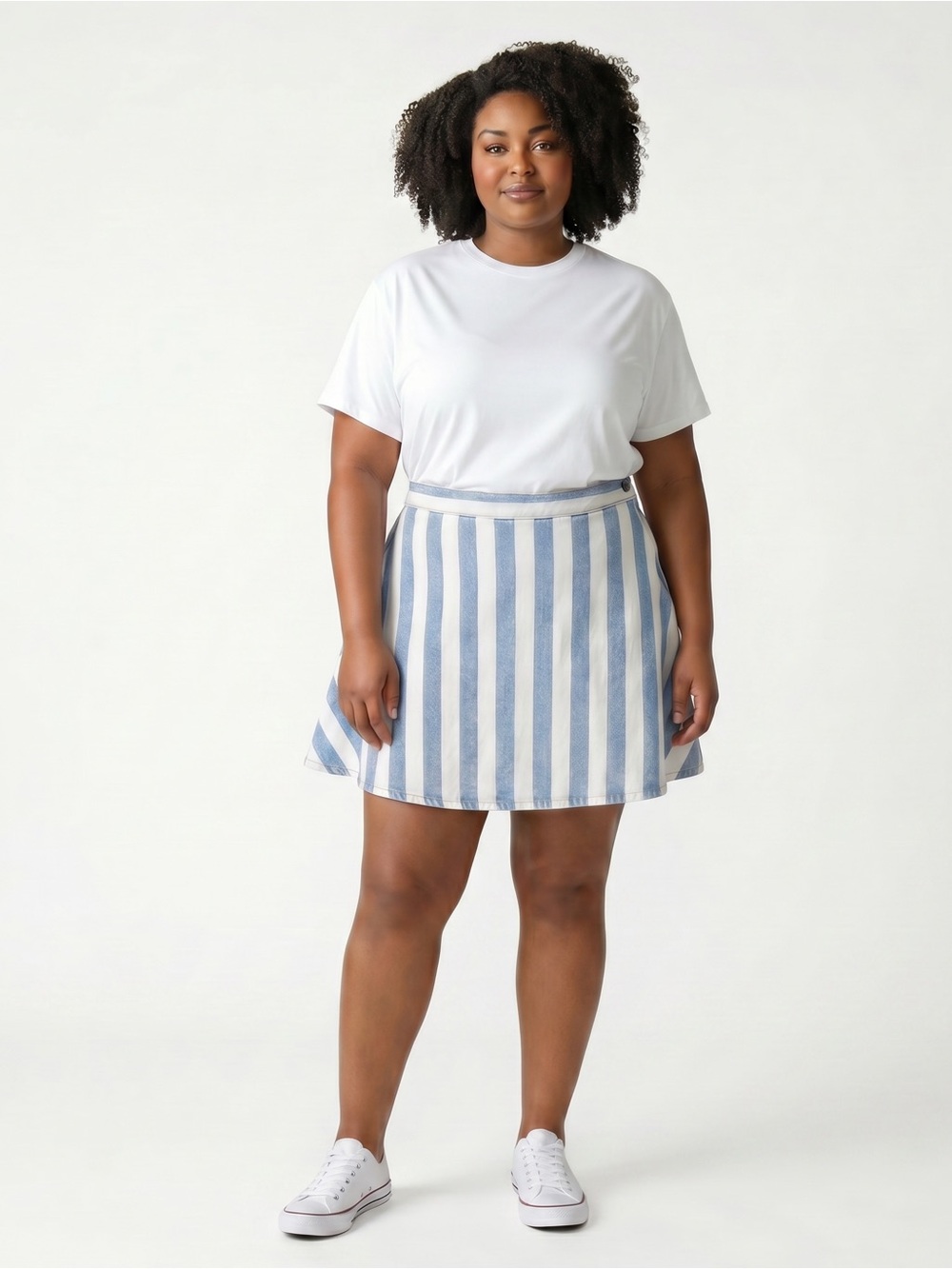 Women’s American Apparel Blue Jean Mini Skirt with white stripes Size M Made USA